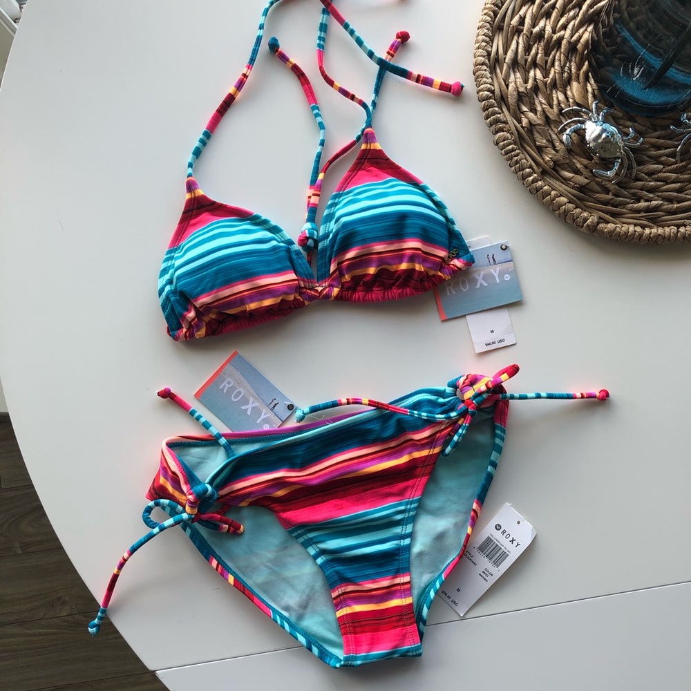 Roxy Striped Tie Bikini